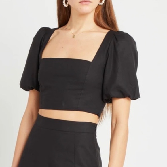 Anthropologie Tops - Anthropologie O.P.T Black Balloon Crop Shirt Blouse